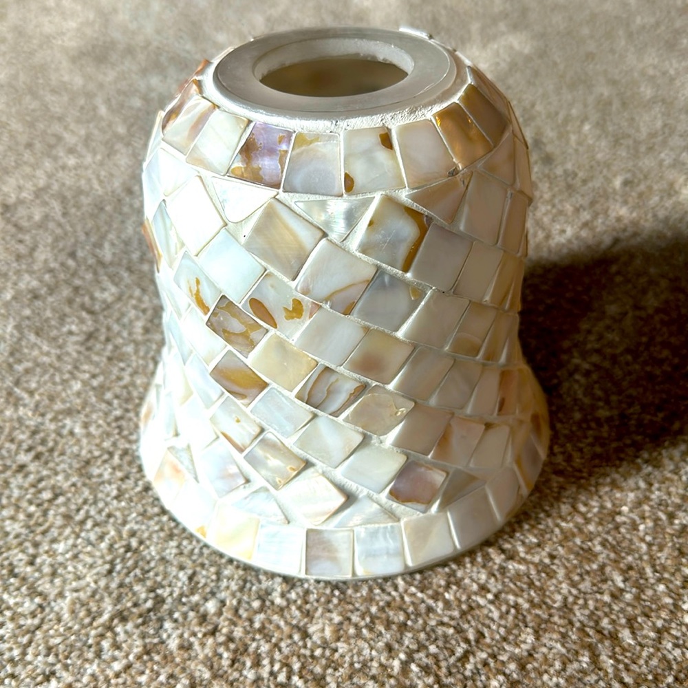 Mosaic Glass Shell Shade with Bronze mini pendent fitter